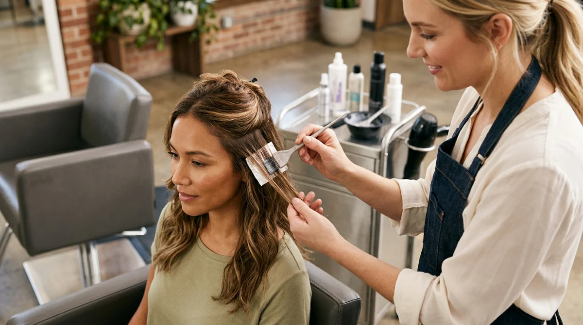 Application d'un hair contouring pour illuminer le visage – morpho-coiffure