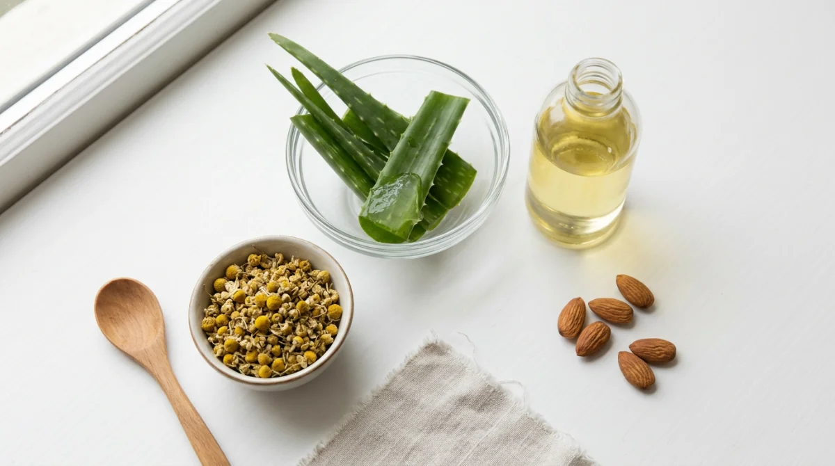 Ingrédients naturels apaisants pour cosmétiques – routine soin visage peau sensible